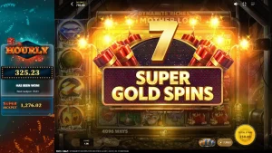 Tampilan visual slot Dynamite Riches The Mother Lode dengan latar belakang tambang emas