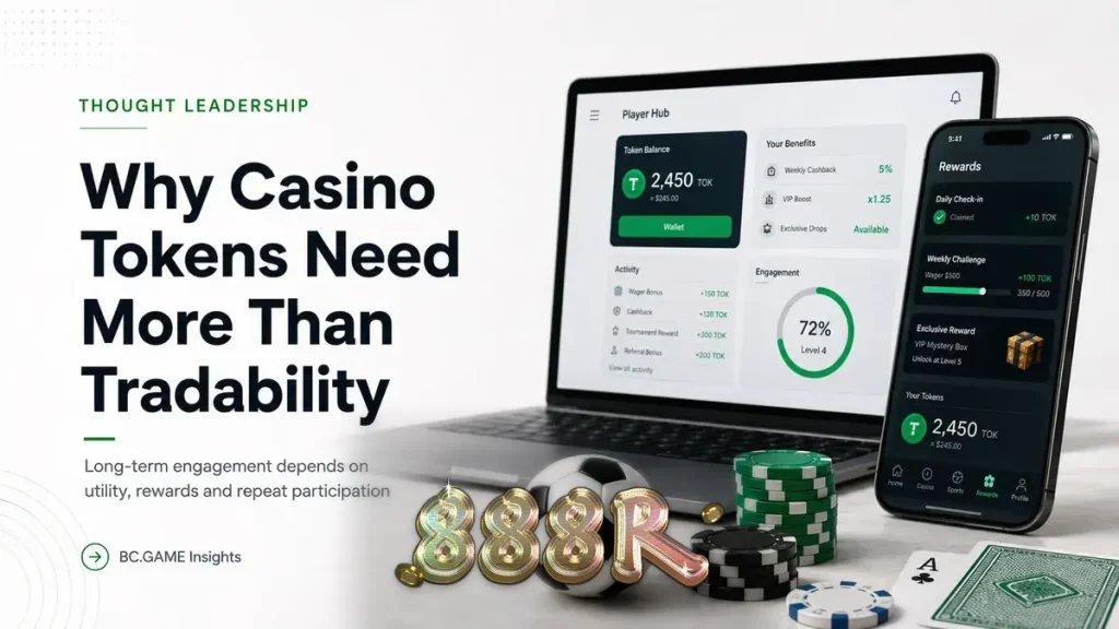 Visualisasi abstrak tentang token kripto dan ekosistem gaming digital